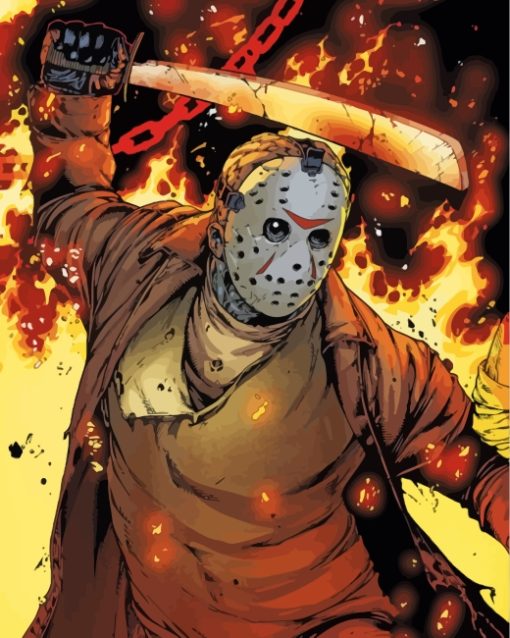 jason voorhees in flames-paint-by-numbers