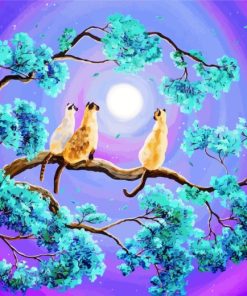 Siamese Cats In Moonlight Paint by numbers